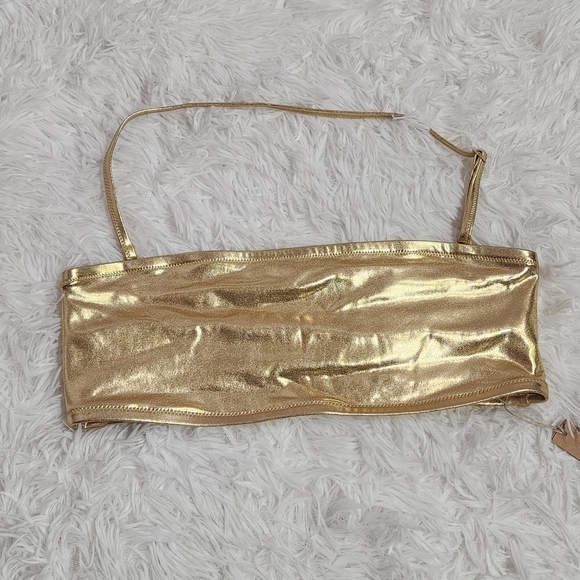 Gold Skims METALLIC SWIM BANDEAU BIKINI/MEDIUM/ NWT - Picture 5 of 13